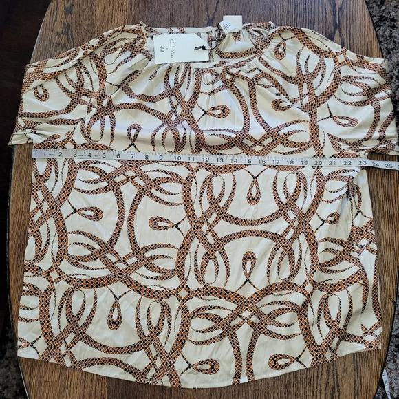 RICHARD ALLAN x H&M Light Beige Patterned Satin Blouse Size Women's 10 NEW - Picture 8 of 12